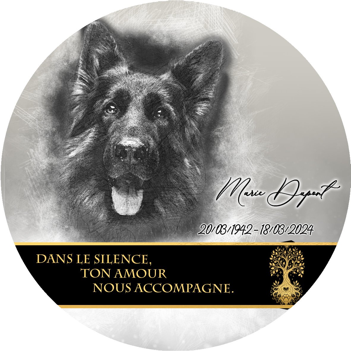 Plaque Circulaire Animal de compagnie effet Pastel, ambiance complète portrait + fond