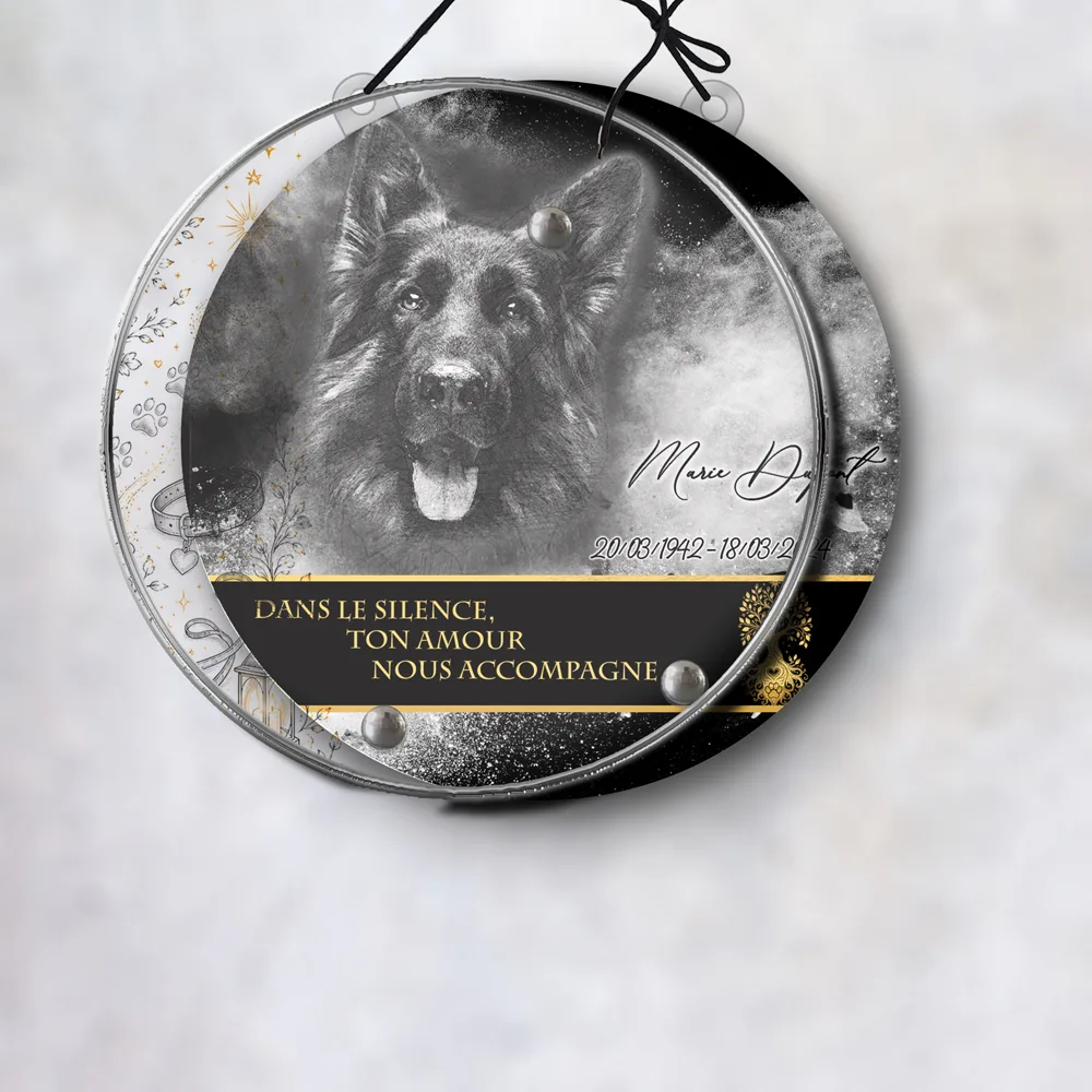 plaque funeraire animal circulaire motif 3 suspendu